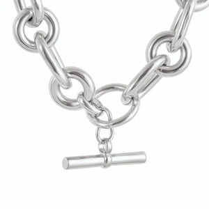 LARGE SILVER MIXED LINK CHAIN NECKLACE
