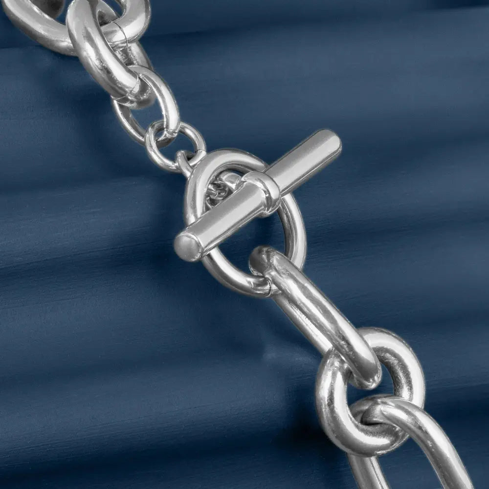 LARGE SILVER MIXED LINK CHAIN NECKLACE