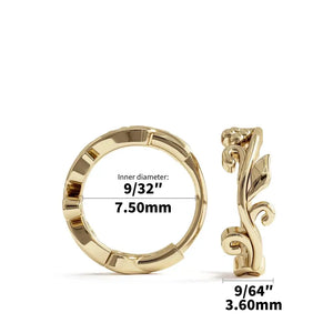 14K Gold Leaf Helix Hoop Earring – Elegant Nature-Inspired Cartilage Ring for Everyday Luxury and Special Occasions.