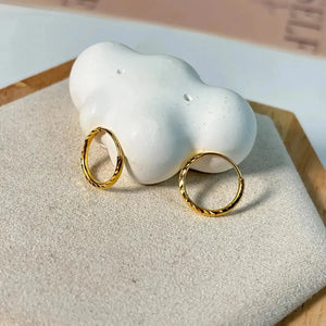 Luxurious 24K Gold Minimalist Wave Hoop Earrings for Elegant Women.