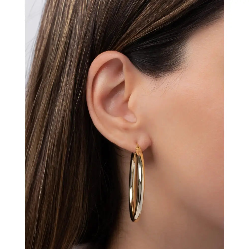 Luxurious Gold Vermeil Thick Hoop Earrings - Elegant & Timeless Statement Jewelry.