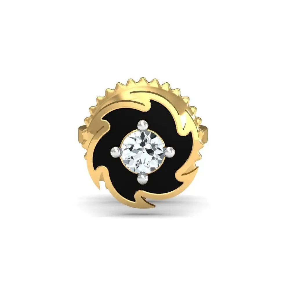 Men's Luxurious 14K/18K Gold Diamond Spinning Disc Stud Earring – Bold Single Ear Style for Everyday Glamour.