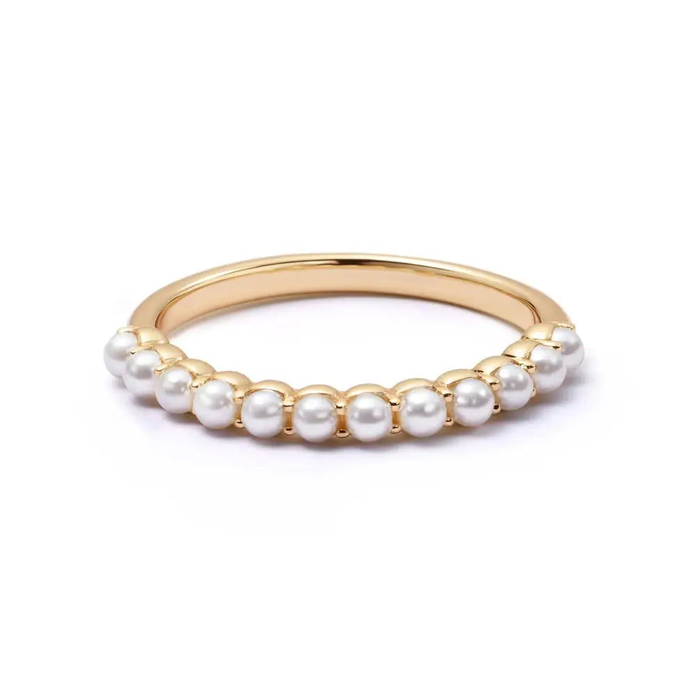 Mini Pearl Band Ring 18Ct Gold Plate