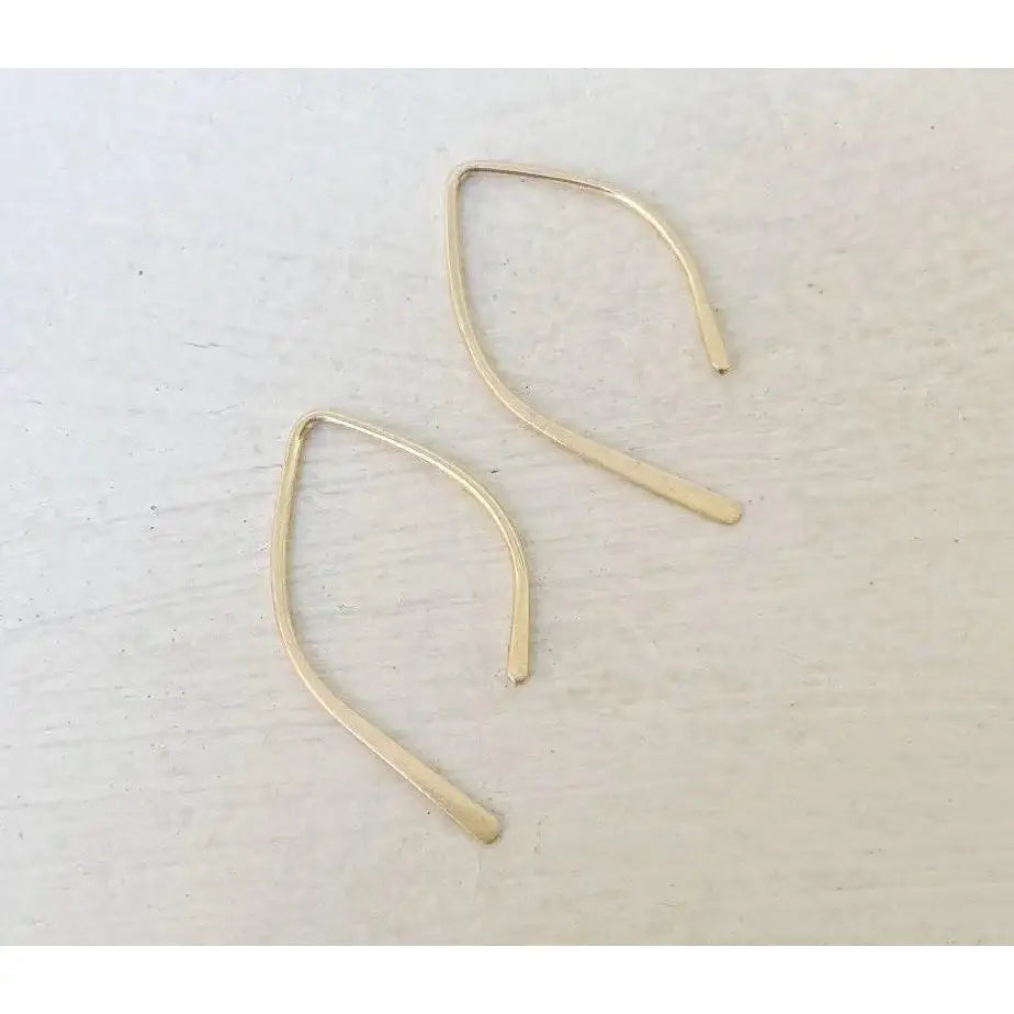 Minimalist 14K Gold Threader Hoops - 1 Inch Wishbone Design Earrings.