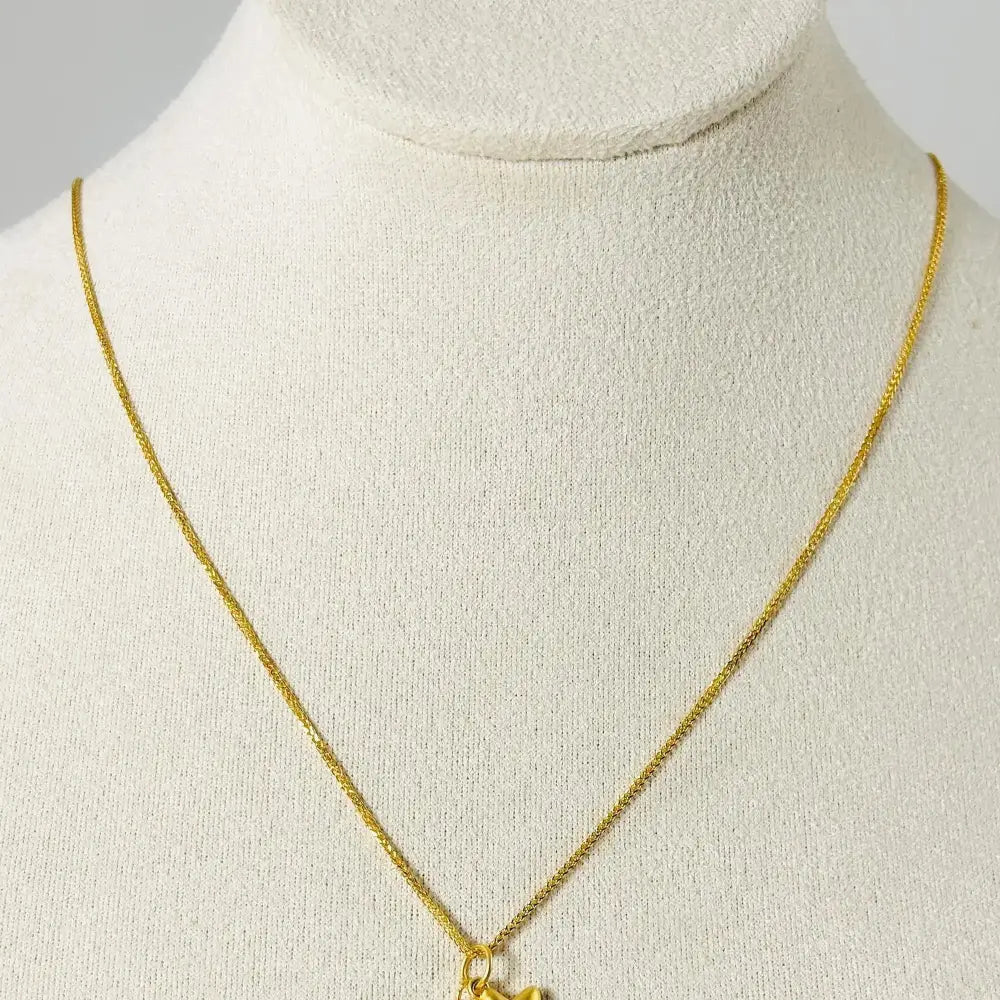 Minimalist 24K Solid Gold Necklace, Handmade Yellow Gold