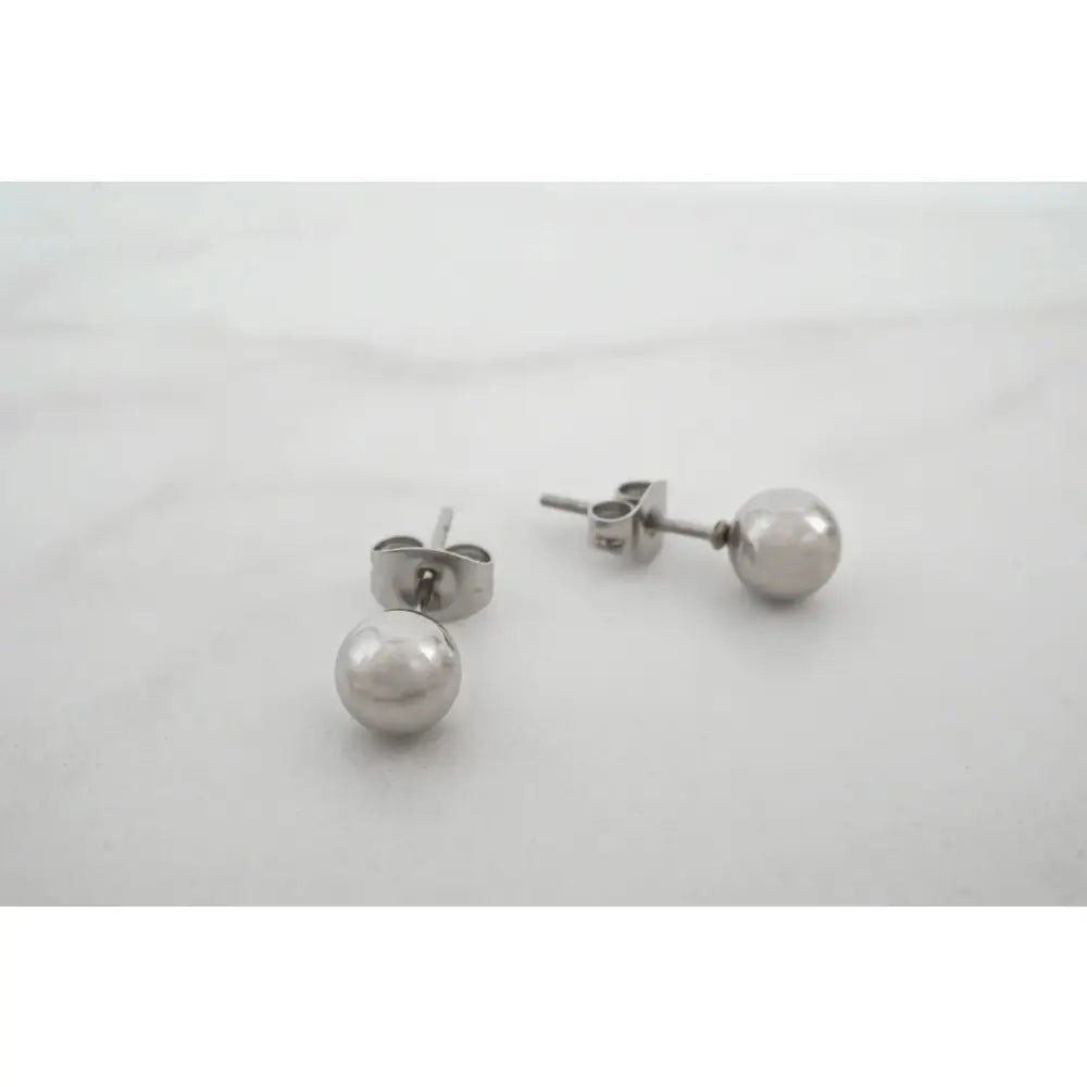 Minimalist Ball Stud Earrings: Stainless Steel Silver, Gold, Rose Gold, Black (3-7Mm)
