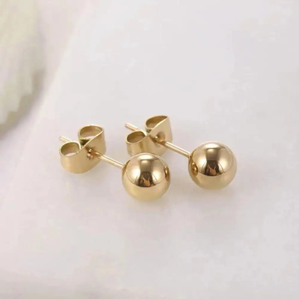 Minimalist Ball Stud Earrings: Stainless Steel Silver, Gold, Rose Gold, Black (3-7Mm)