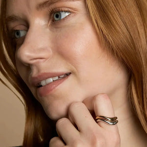 Mixed Metal Wave Ring Stacking Set - Elevate Your Style!.