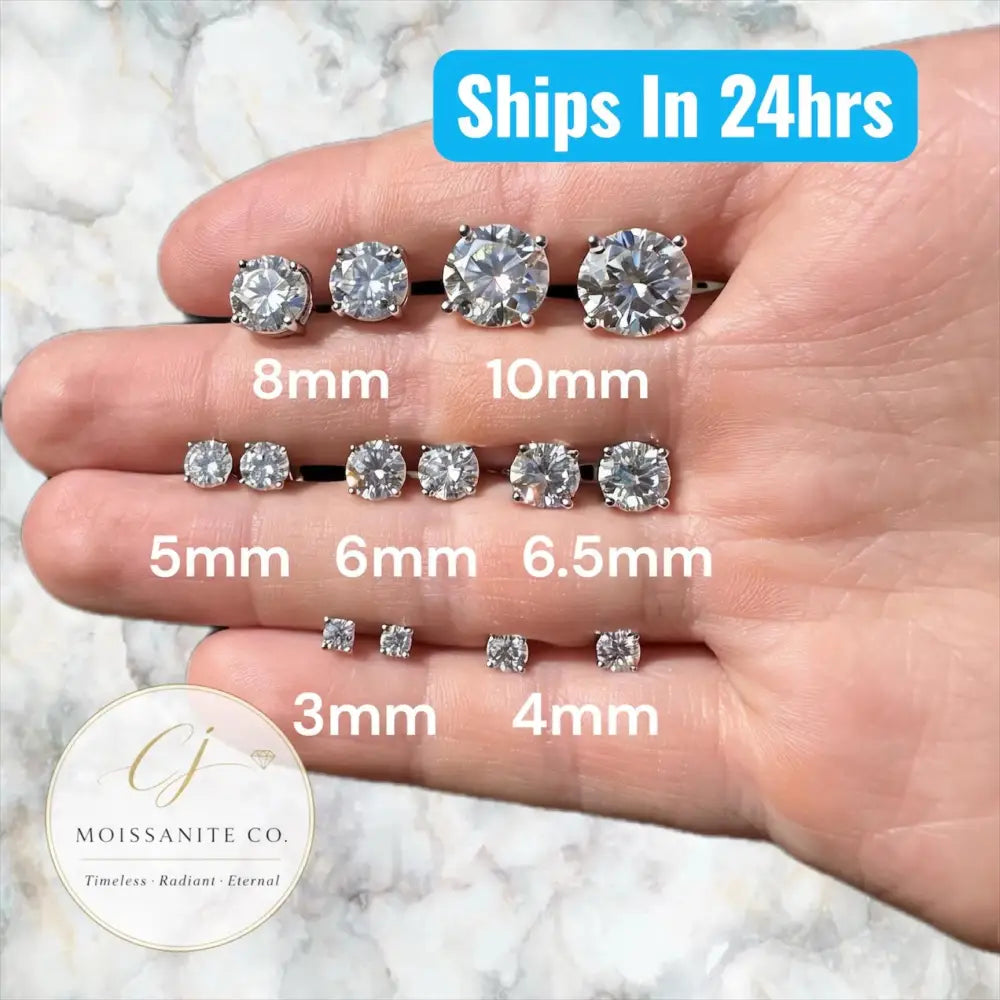 Moissanite Stud Earrings 3Mm–10Mm, 925 Sterling Silver Screw Back, VVS1 GRA Certified, Diamond Alternative Studs for Men Women, Mothers Day