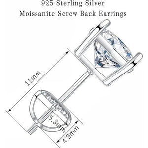 Moissanite Stud Earrings 3Mm–10Mm, 925 Sterling Silver Screw Back, VVS1 GRA Certified, Diamond Alternative Studs for Men Women, Mothers Day