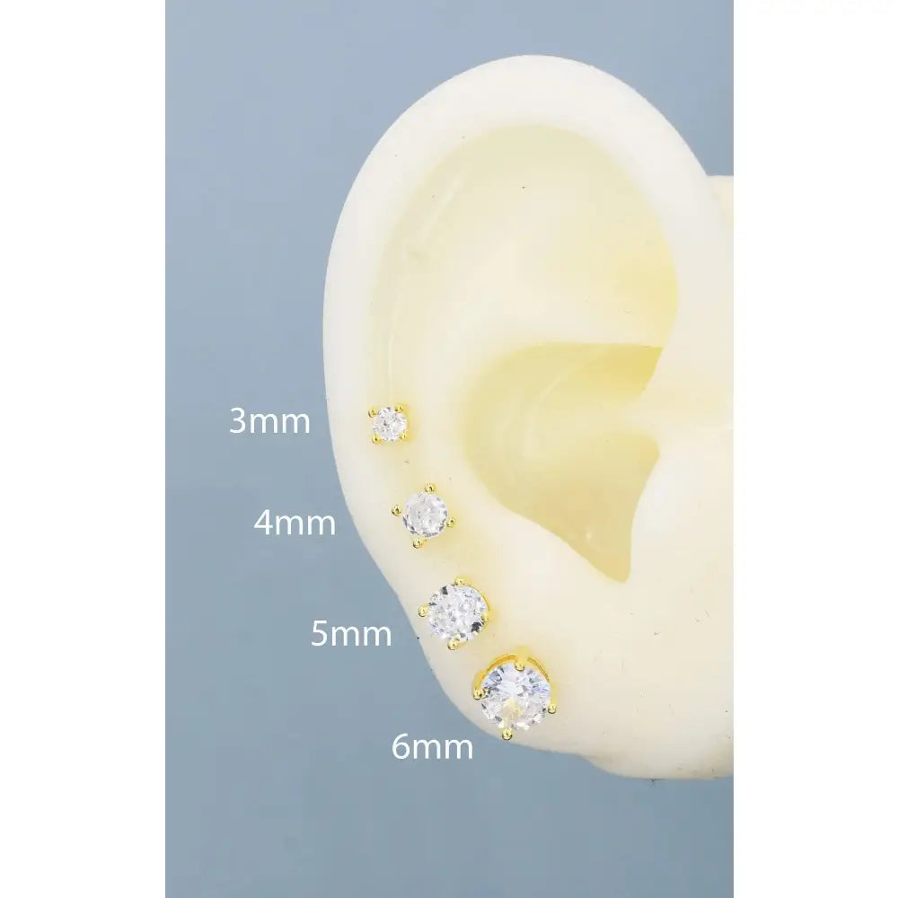 Moissanite Stud Earrings Sterling Silver – 4 Prong Set, Butterfly or Screw Backs, 3–6mm, Silver or Gold.