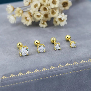 Moissanite Stud Earrings Sterling Silver – 4 Prong Set, Butterfly or Screw Backs, 3–6mm, Silver or Gold.