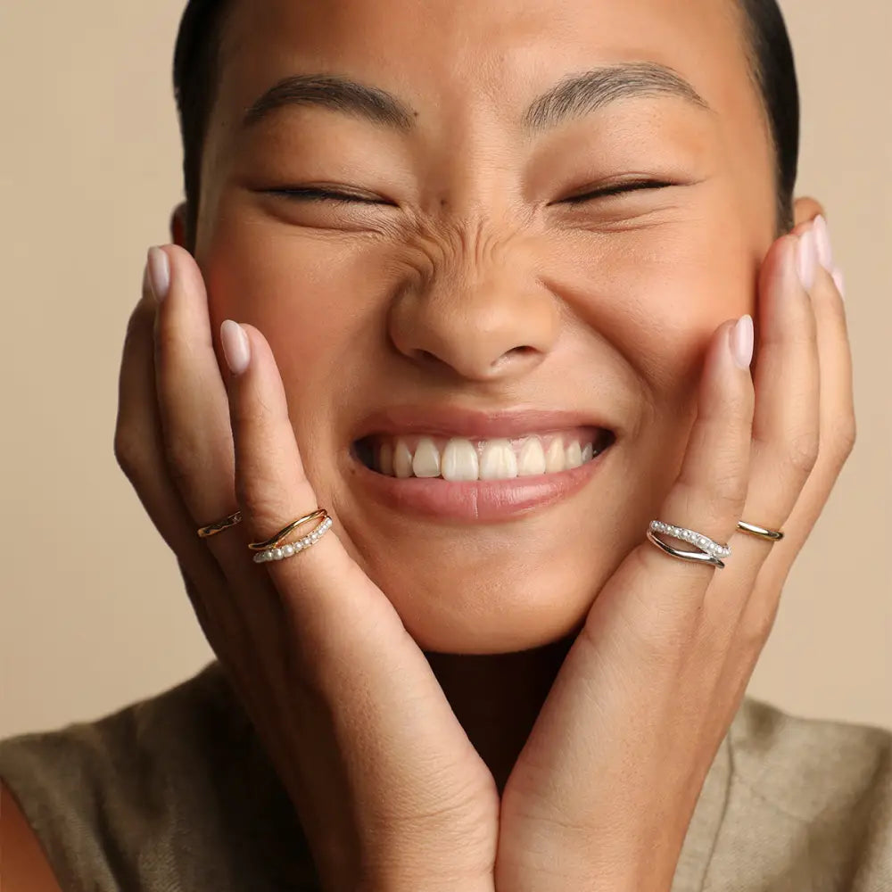Molten Illusion Pearl Ring in Gold