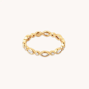 Navette Crystal Band Ring in Gold