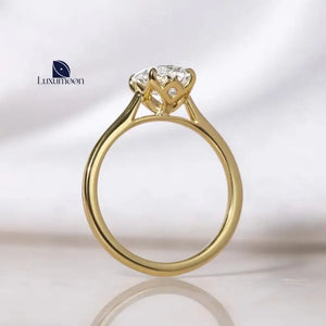 Oval Lab Grown Diamond Engagement Ring: 14K Solid Gold Solitaire