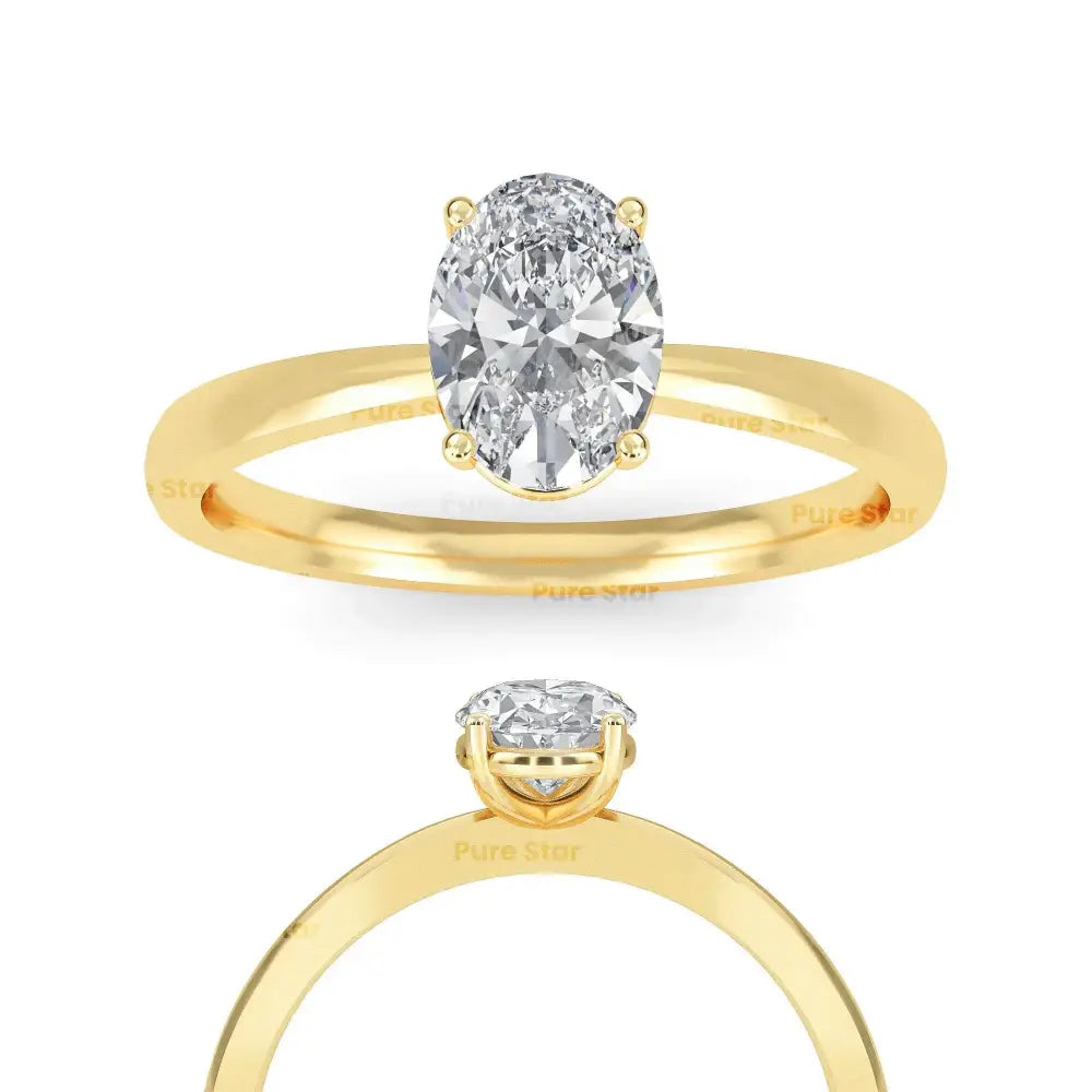Oval Lab Grown Diamond Engagement Ring Solitaire Wedding Ring 1St Anniversary Ring Gift Simple Oval Diamond Ring for Proposal Oval Brilliant