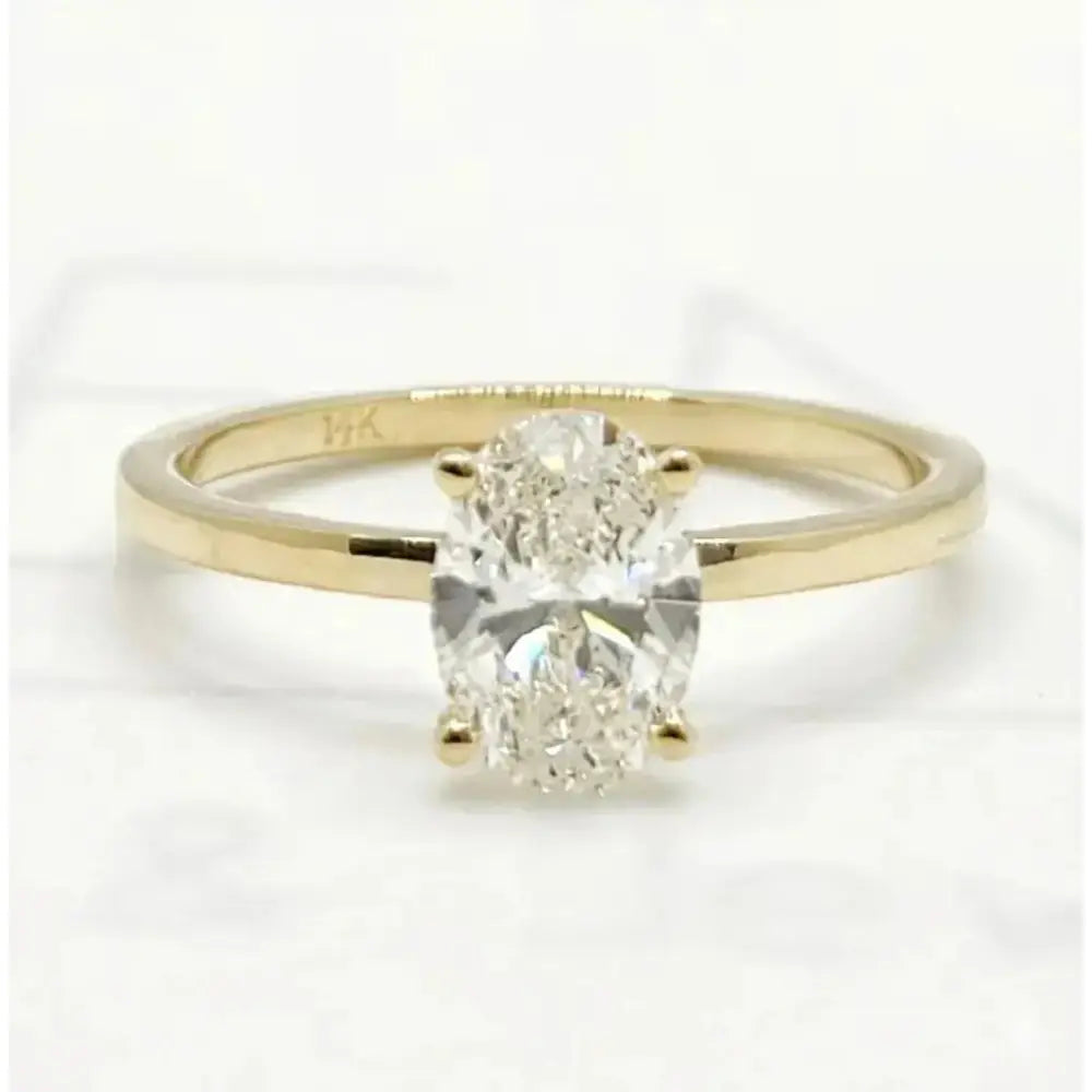 Oval Lab Grown Diamond Ring in 14K Gold – Classic Engagement Ring