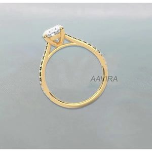 Oval Moissanite Engagement Ring: 925 Sterling Silver, 14K White Gold