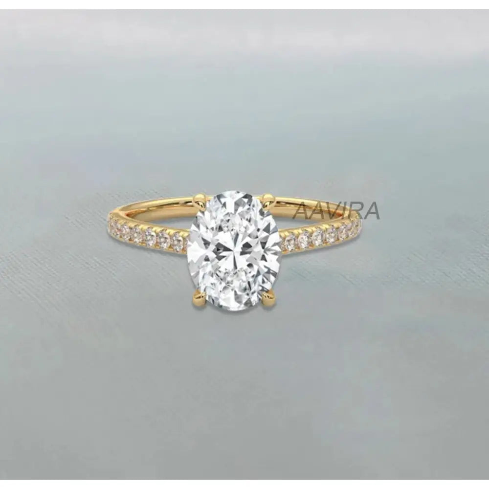 Oval Moissanite Engagement Ring: 925 Sterling Silver, 14K White Gold