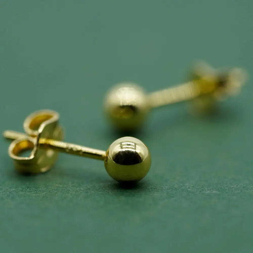 Pair of Gold Plated Sterling Silver Ball Ear Studs Available in Sizes 3,4,5,6Mm Diameters Minimalist Ball Studs for Her