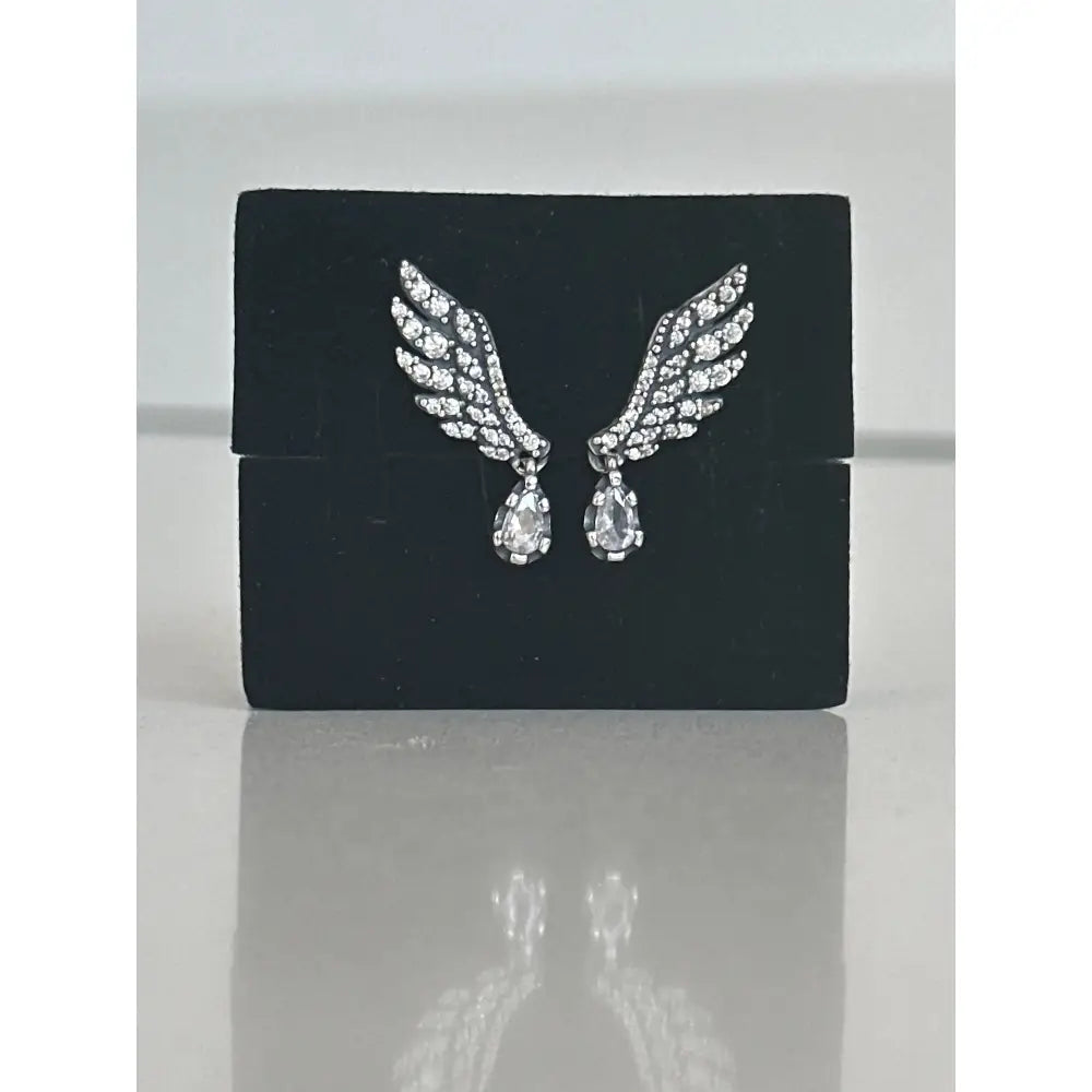Pandora Silver 925S ALE Dangling Angel Wings Stud Earrings Free Gift Box