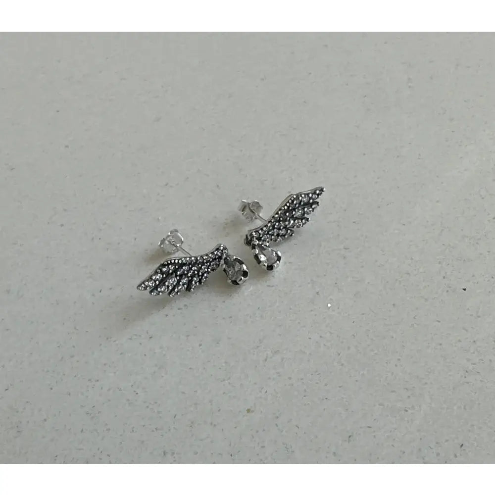 Pandora Silver 925S ALE Dangling Angel Wings Stud Earrings Free Gift Box