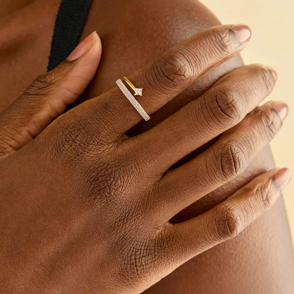 Pavé Crystal Illusion Ring in Gold