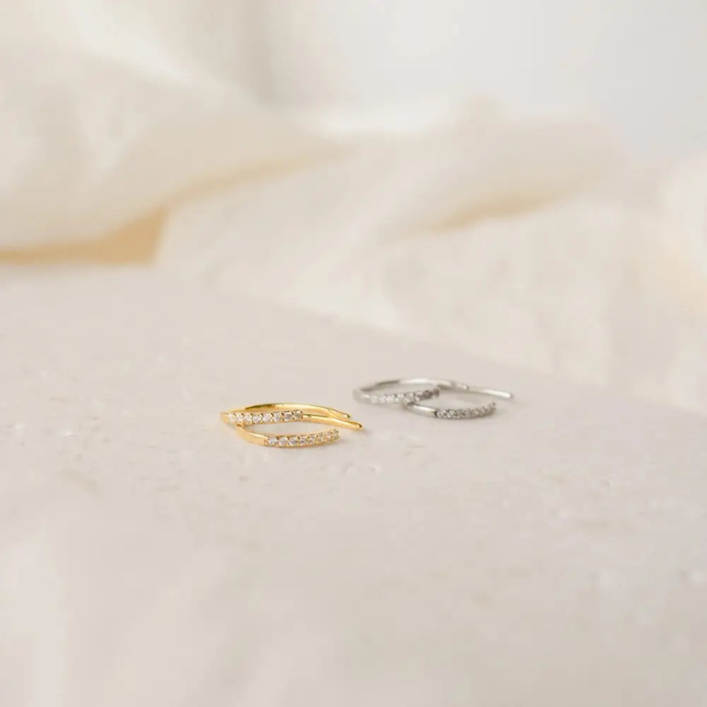 Pave Diamond Threader Earrings by Caitlyn Minimalist • Arc Wire Earrings • Minimalist Earrings • Perfect for Your Earring Set • ER156