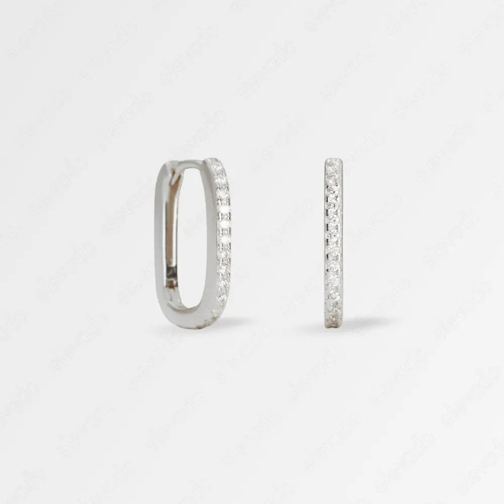 Paved Diamond Huggie Hoop Earrings • 18K Gold Sterling Silver