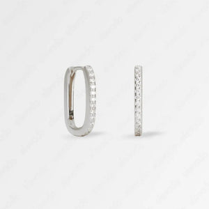 Paved Diamond Huggie Hoop Earrings • 18K Gold Sterling Silver