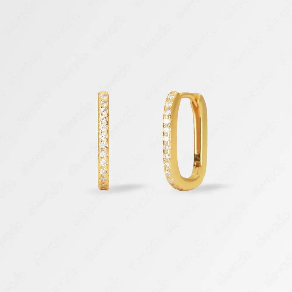 Paved Diamond Huggie Hoop Earrings • 18K Gold Sterling Silver