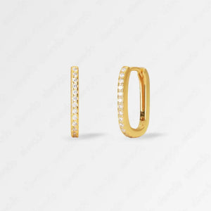 Paved Diamond Huggie Hoop Earrings • 18K Gold Sterling Silver