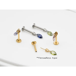 Peridot Marquise Titanium Stud: Threadless Push Pin Gold Earrings