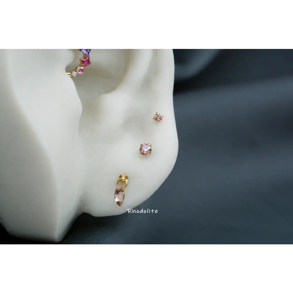 Peridot Marquise Titanium Stud: Threadless Push Pin Gold Earrings
