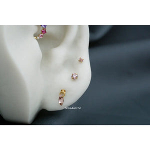 Peridot Marquise Titanium Stud: Threadless Push Pin Gold Earrings