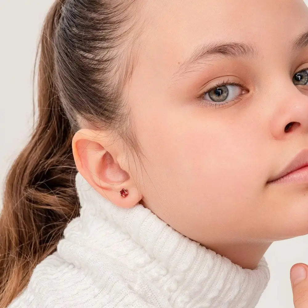 Personalized 925 Sterling Silver Birthstone Stud Earrings for Kids and Babies.