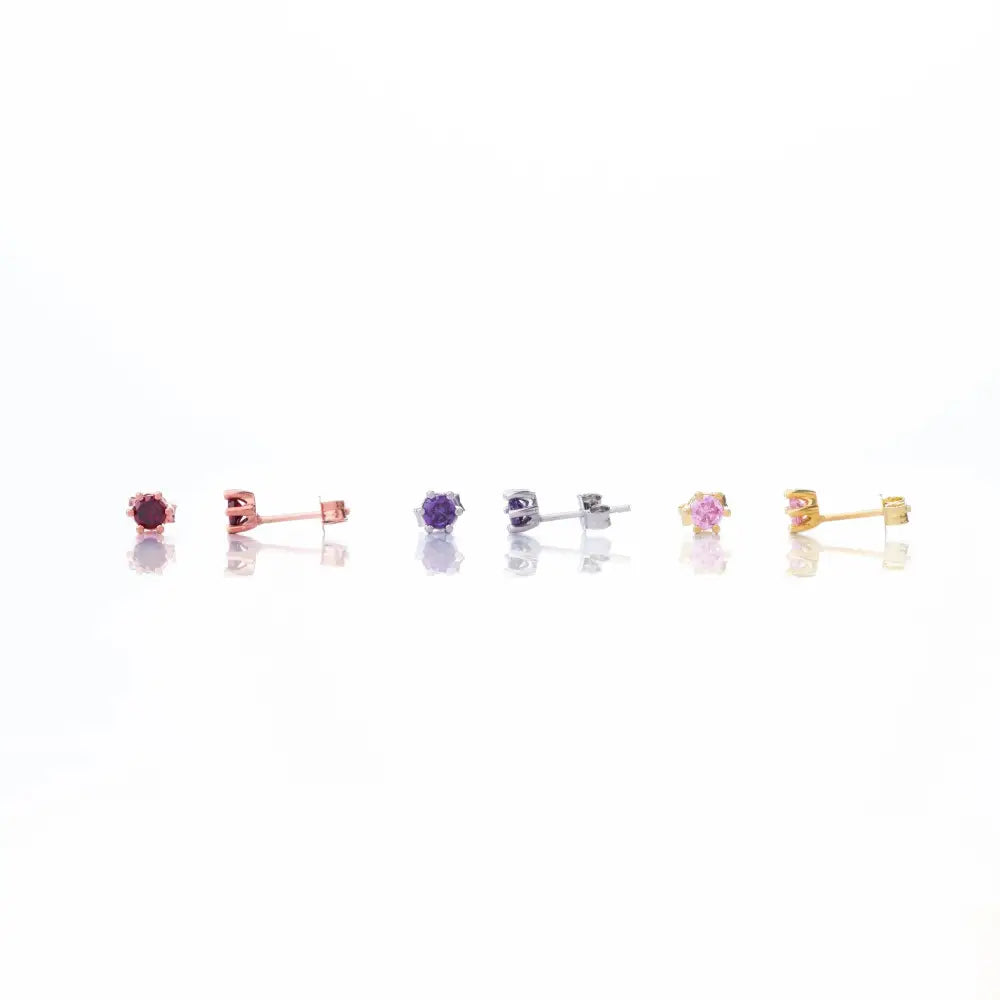 Personalized 925 Sterling Silver Birthstone Stud Earrings for Kids and Babies.