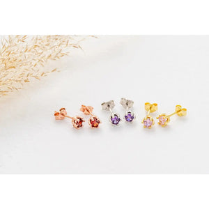 Personalized 925 Sterling Silver Birthstone Stud Earrings for Kids and Babies.