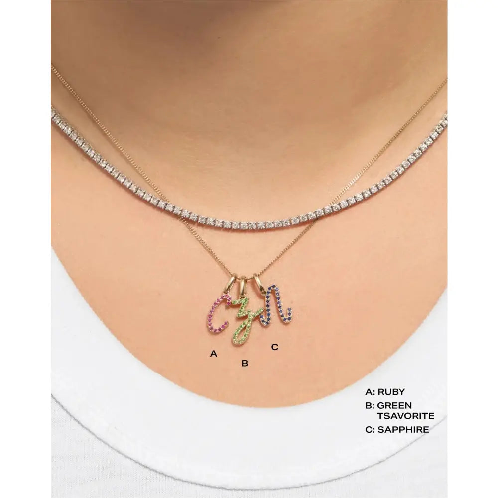 Personalized Gemstone Initial Pendant - Customizable Elegance.