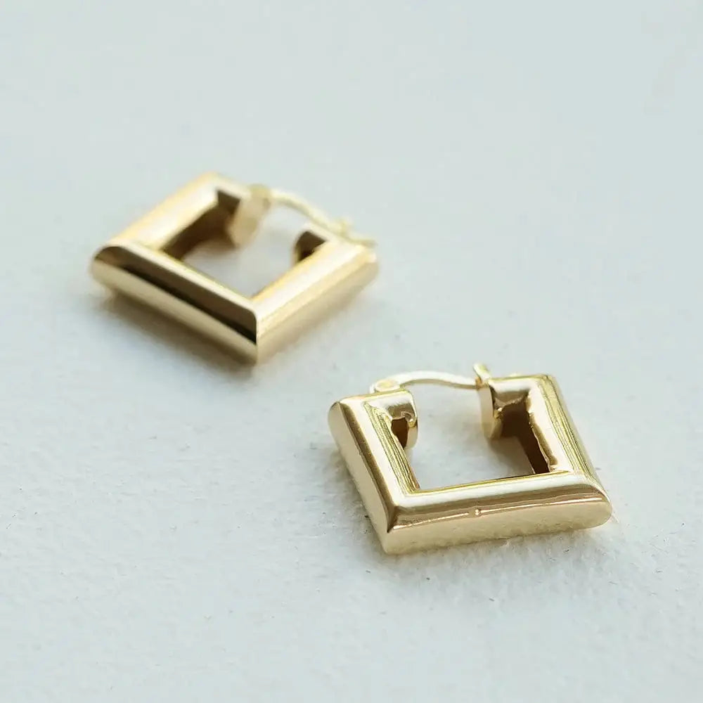 Polly Chubby Square Hoop Earrings 18Ct Gold Plate