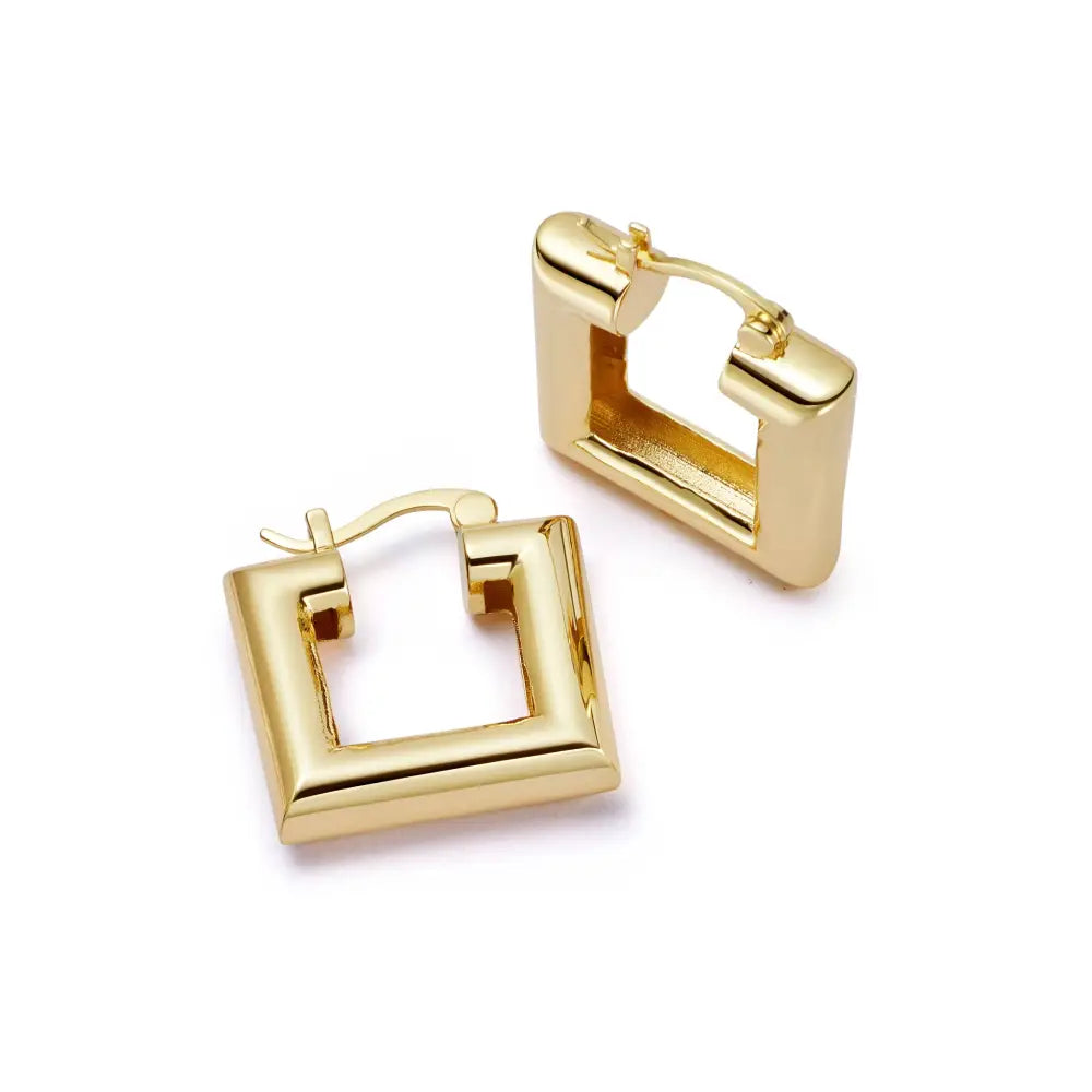 Polly Chubby Square Hoop Earrings 18Ct Gold Plate