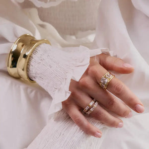 Polly Crystal Ring Stack 18Ct Gold Plate