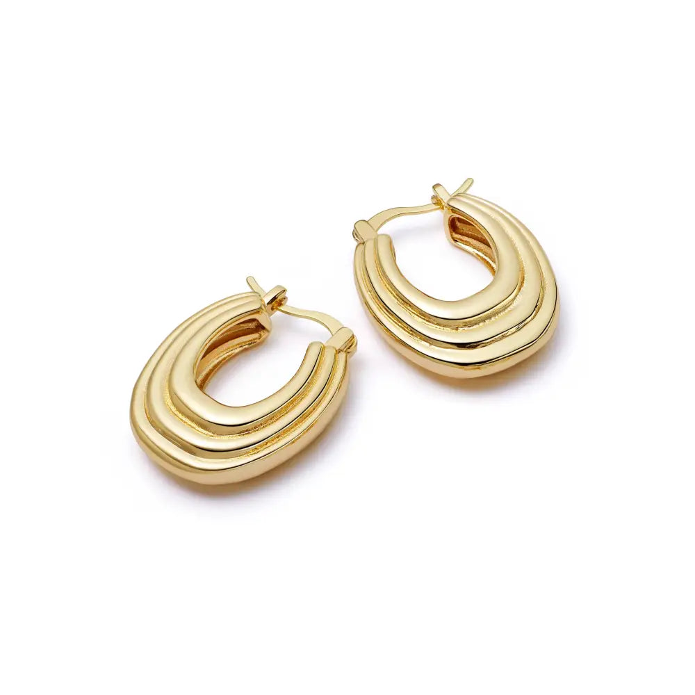 Polly Mini Ridge Hoop Earrings 18Ct Gold Plate