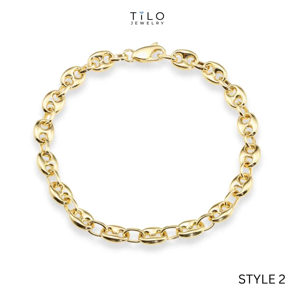 Puff Mariner Heart Link Bracelets in 14K Gold, Fine Ultra Quality Chains, 7.5 Inch Real Gold Bracelets