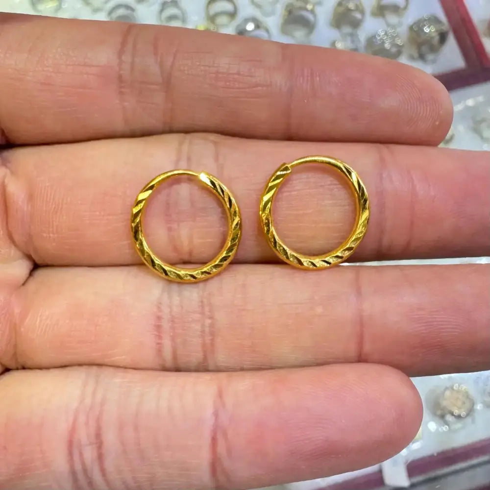 Pure Gold Hoops 2.3 Grams, 24K Solid Gold Earrings for Women, 15MM Hoops for Her, Genuine 999.9 Yellow Gold