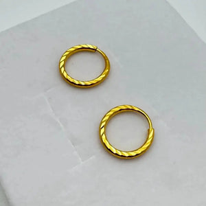 Pure Gold Hoops 2.3 Grams, 24K Solid Gold Earrings for Women, 15MM Hoops for Her, Genuine 999.9 Yellow Gold
