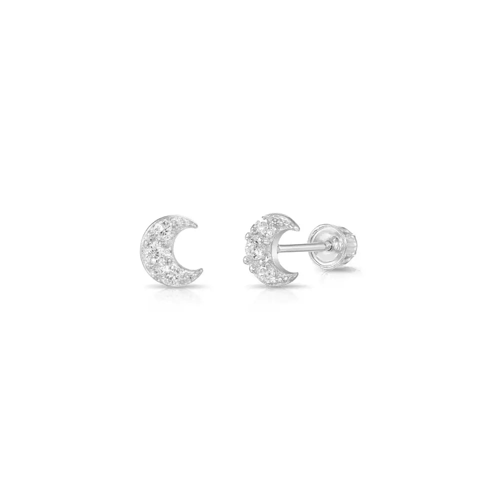 Radiant 14K Gold Moon Crescent Stud Earrings - Timeless Elegance for Every Occasion.