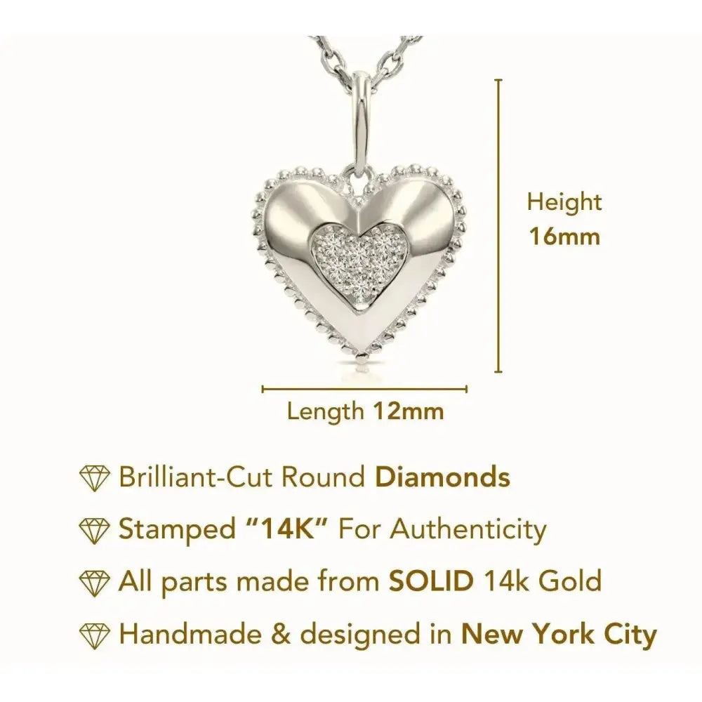 Radiant 14K White Gold Lab Diamond Heart Pendant Necklace - 0.15 Carats of Elegance