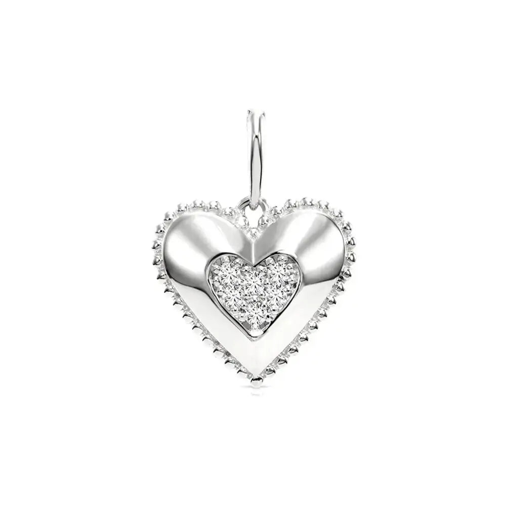 Radiant 14K White Gold Lab Diamond Heart Pendant Necklace - 0.15 Carats of Elegance.