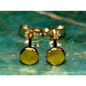 Radiant 24K Gold 3mm Minimalist Disc Stud Earrings - Timeless Elegance in Solid Gold.